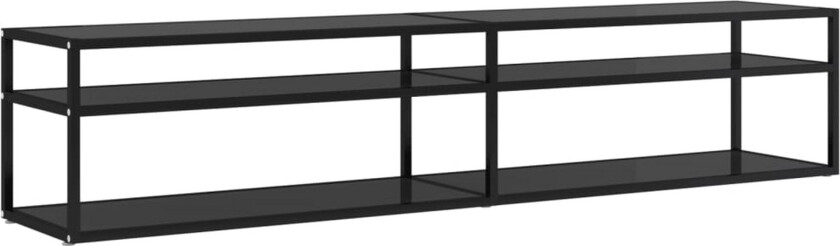 TV-benk svart 200x40x40,5 cm herdet glass - Svart
