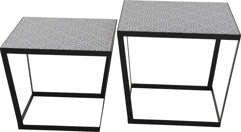 Birsay Settbord 50 cm 2 Bord - Svart/Grå/Hvit