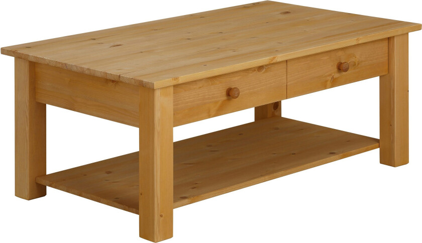 Evonne Sofabord 100 cm med Oppbevaring 2 Skuffer + Hylle - Brun