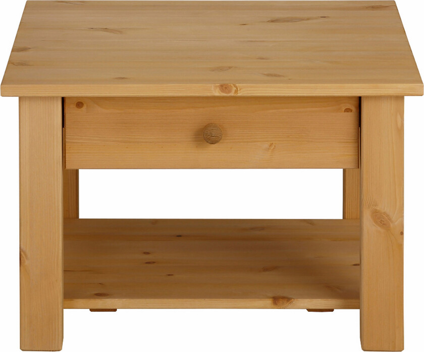 Evonne Sofabord 60 cm med Oppbevaringsskuff + Hylle - Brun