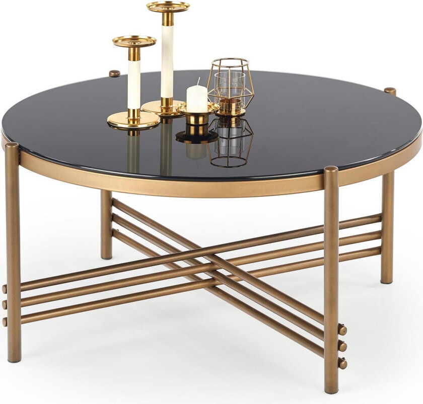 Ismena Sofabord 80 cm Rundt - Svart/Gull