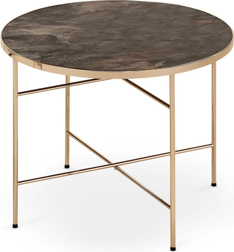 Nicotera Sofabord 60 cm Rundt Marmormønster - Mørke Champagne