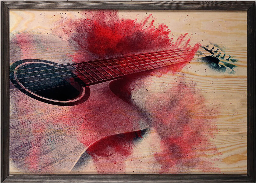 Red Splashed Guitar Illustrasjon Rød/Beige - 50x35 cm