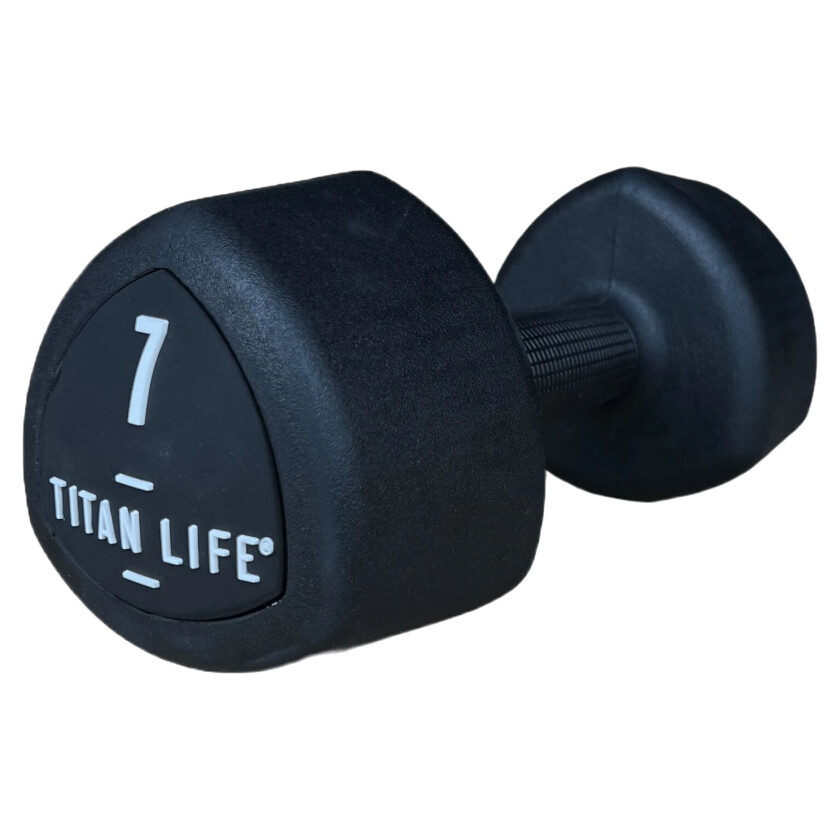 Titan Pro Dumbbell 7kg Rubber, dumbbell BLACK