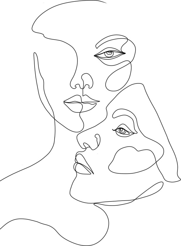 Poster Faces 70x100 cm - Svart/Hvit