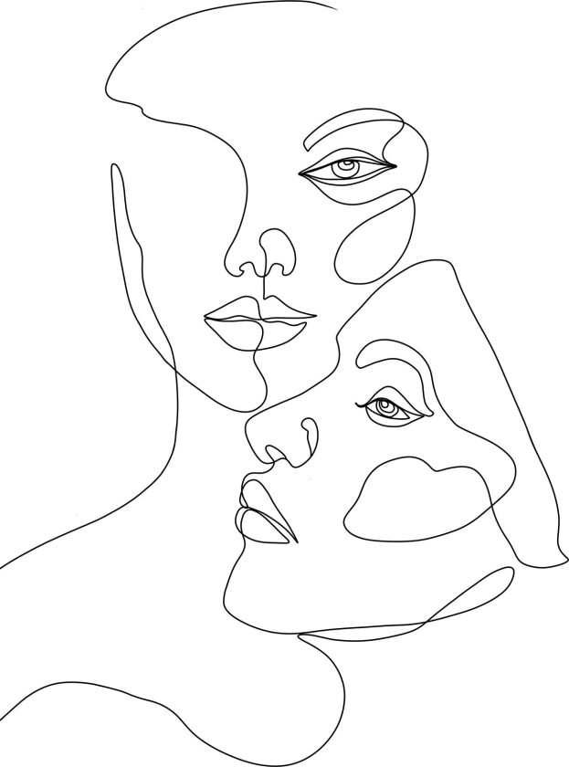 Poster Faces 50x70 cm - Svart/Hvit