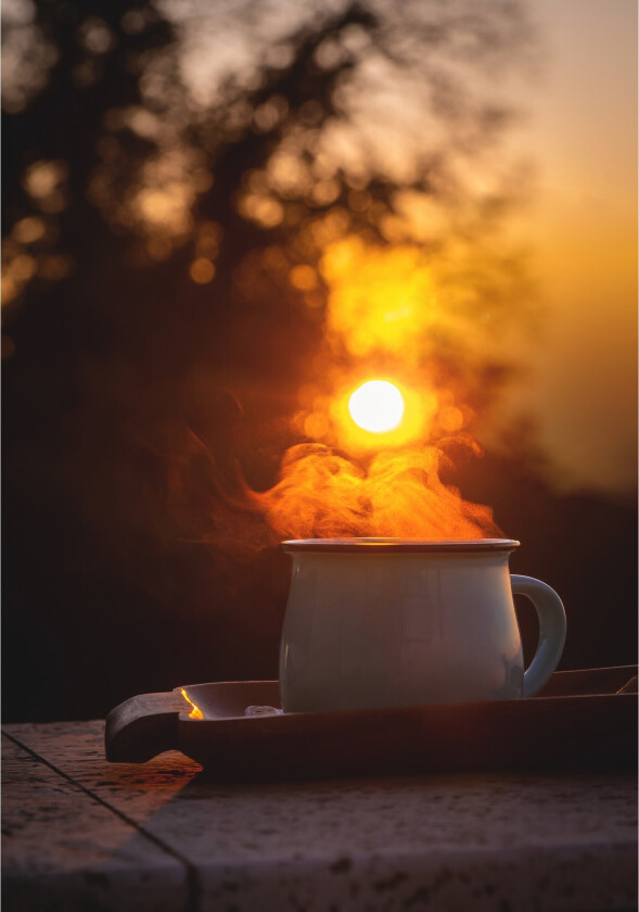 Poster Morning coffee 70x100 cm - Oransje/Svart