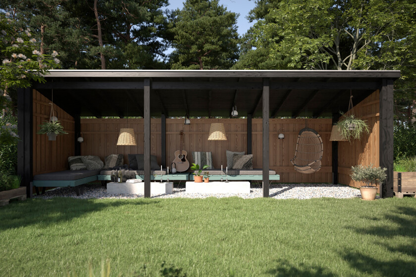 PLUS Nordic Multi Hagehus 14 m² - 3 Moduler Åpen - Grå
