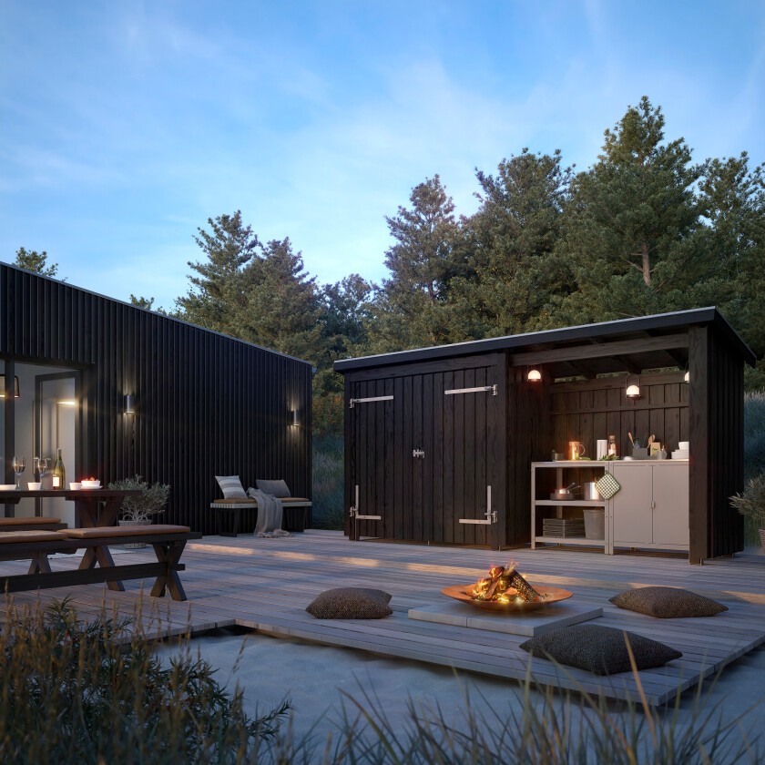 PLUS Nordic Multi Hagehus 4,7 m² - 2 Moduler med Dobbeldør - Grå