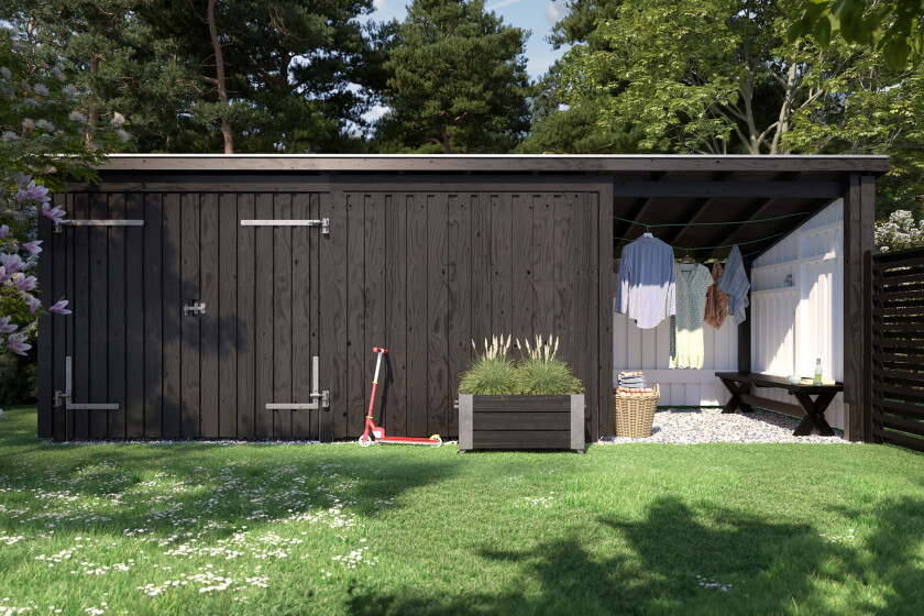 PLUS Nordic Multi Hagehus 14 m² - 3 Moduler med Dobbeldør - Grå