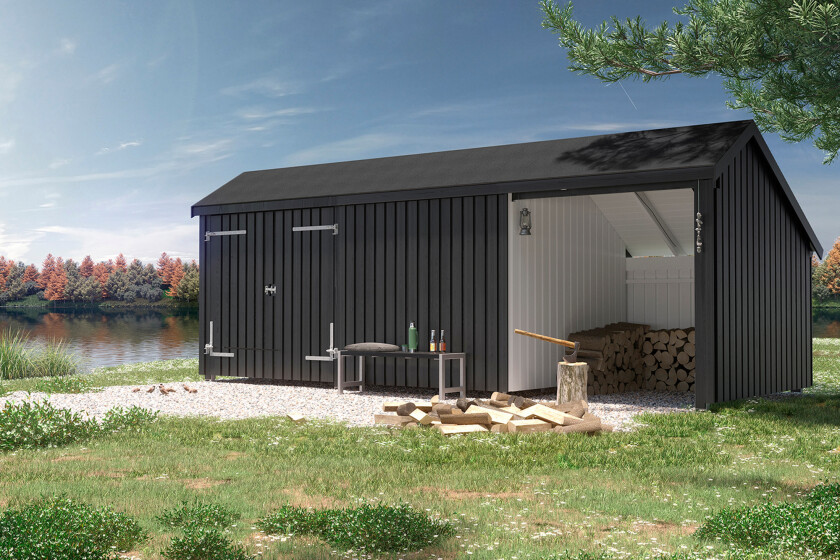 PLUS Multi Hagehus 15,5 m² - 3 Moduler med Dobbeldør - Grå