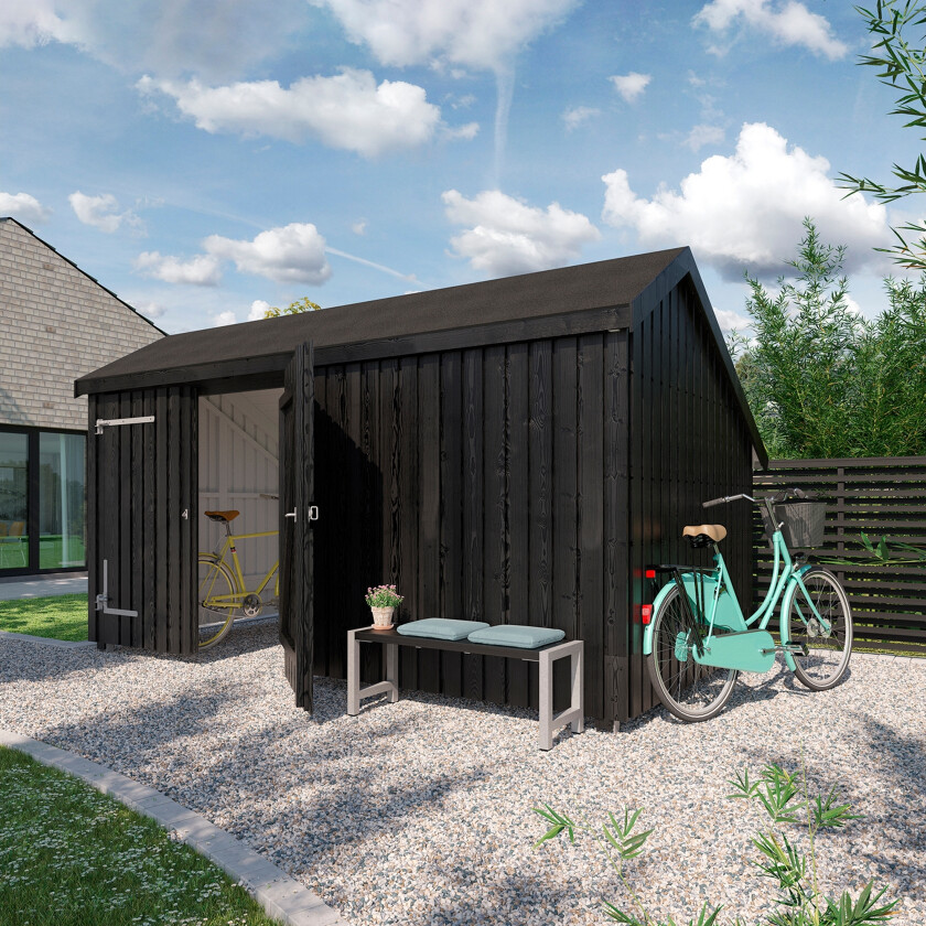 PLUS Multi Hagehus 10,5 m² - 2 Moduler med Dobbeldør - Grå