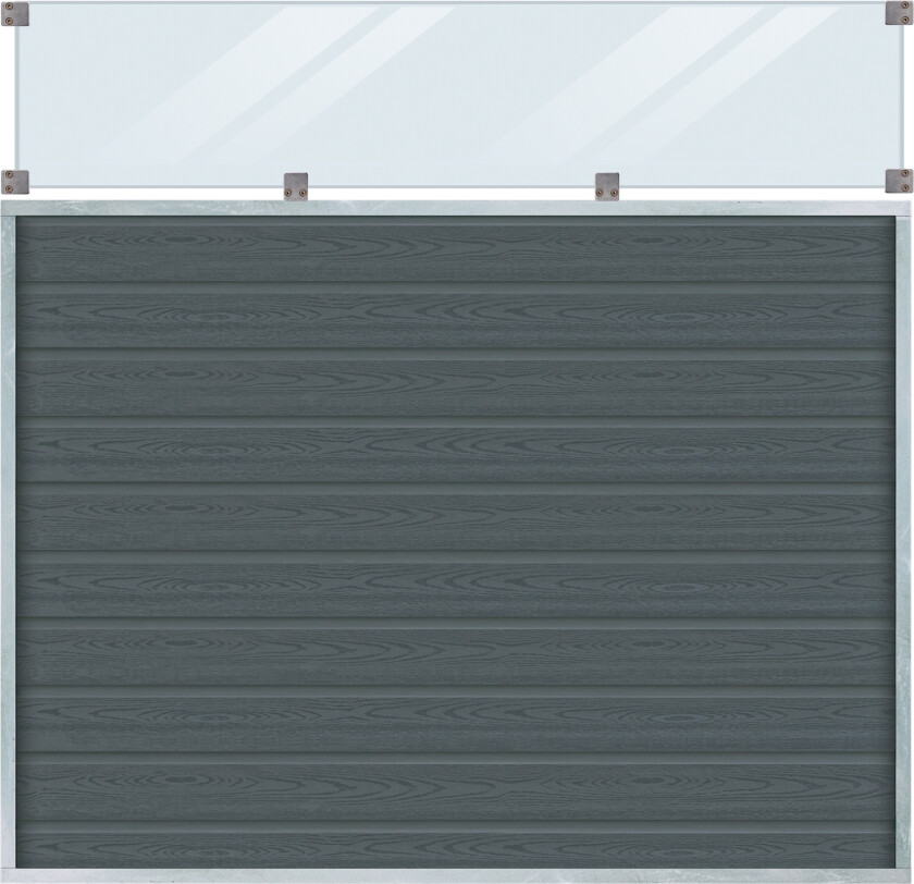 PLUS Artura Komposittak med Klartglass 180x175 cm - Grå