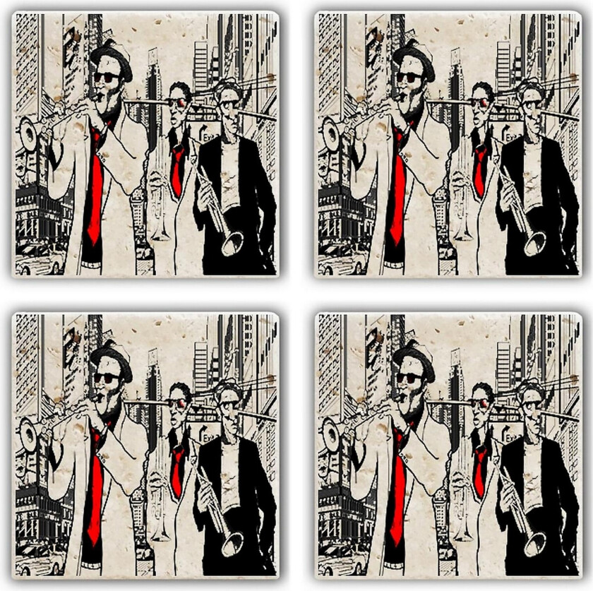 Glassunderlag 4-pk - Flerfarget