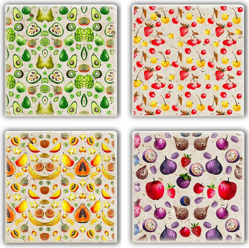 Glassunderlag 4-pk - Flerfarget