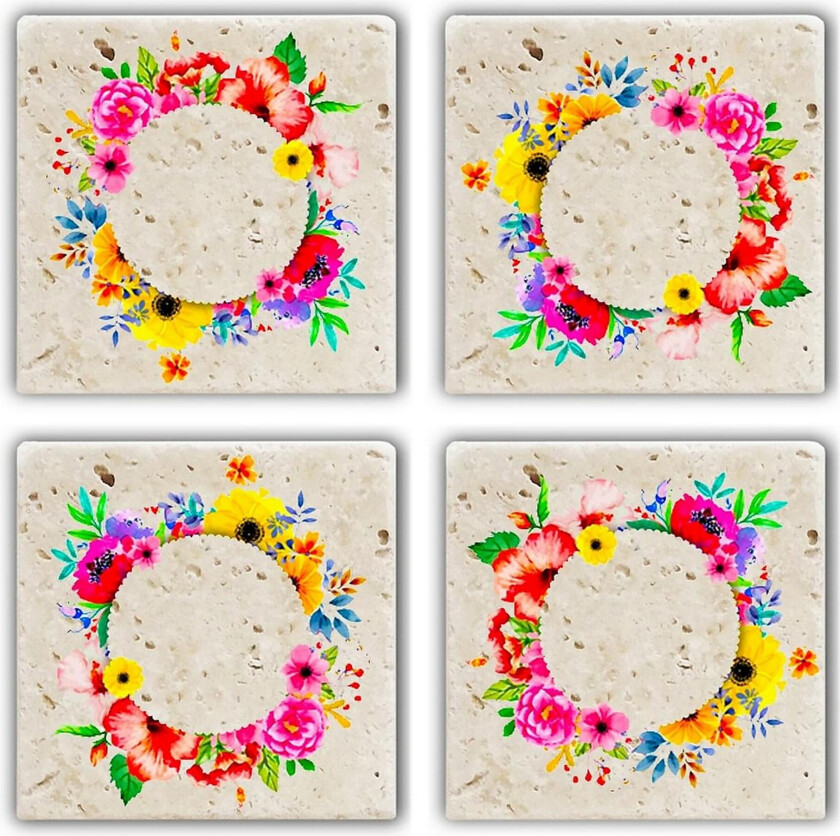 Glassunderlag 4-pk - Flerfarget