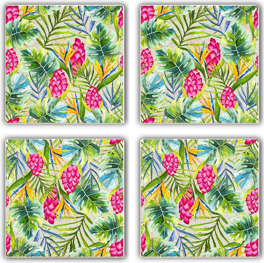 Glassunderlag 4-pk - Flerfarget