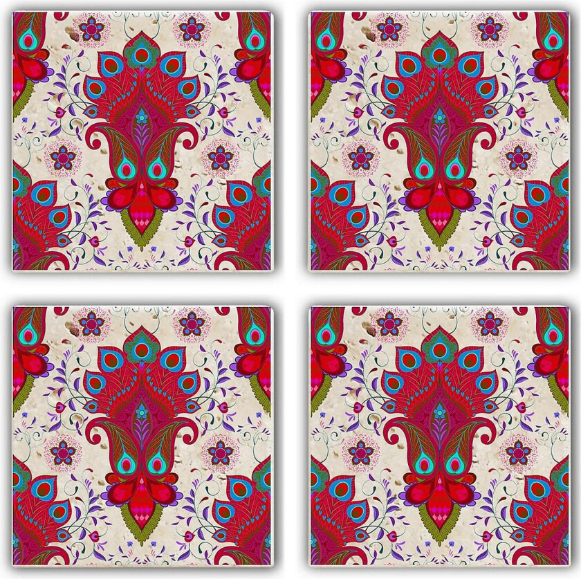 Glassunderlag 4-pk - Flerfarget