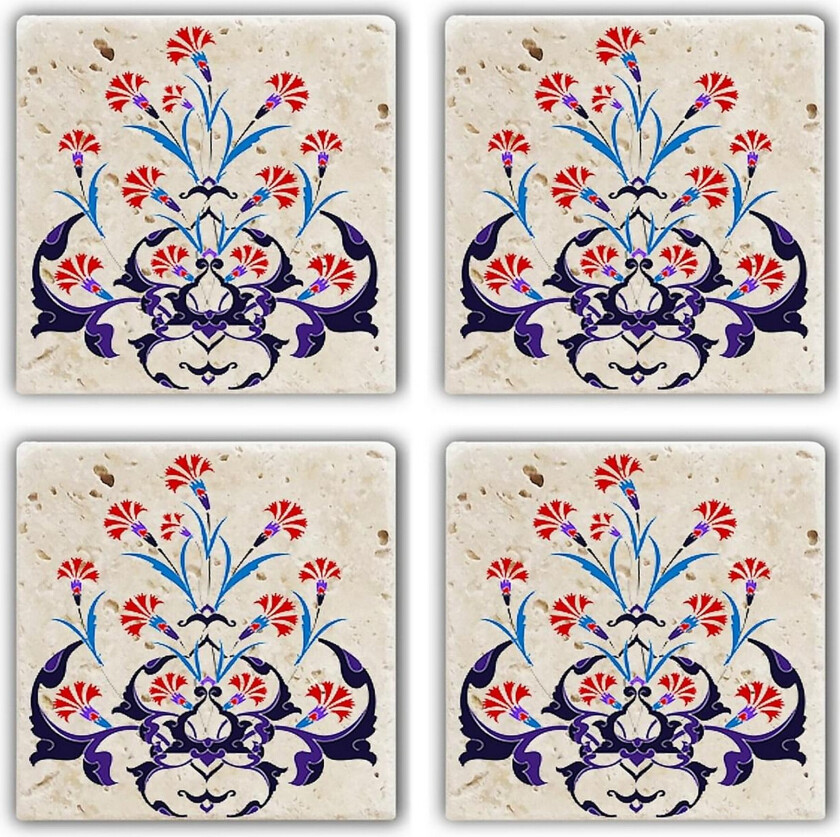 Glassunderlag 4-pk - Flerfarget