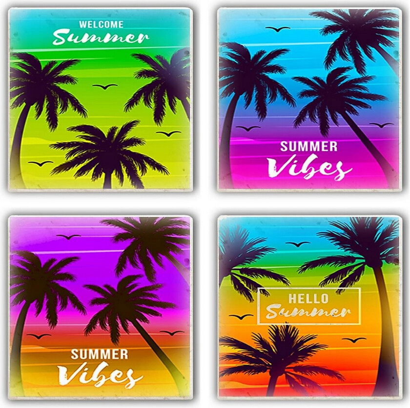 Glassunderlag 4-pk - Flerfarget