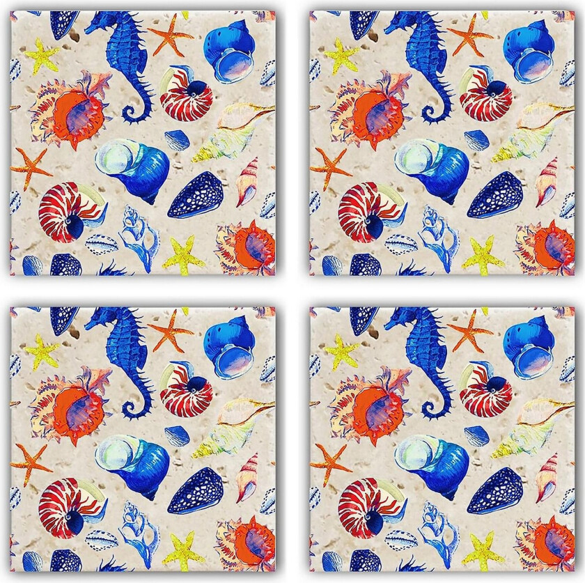 Glassunderlag 4-pk - Flerfarget