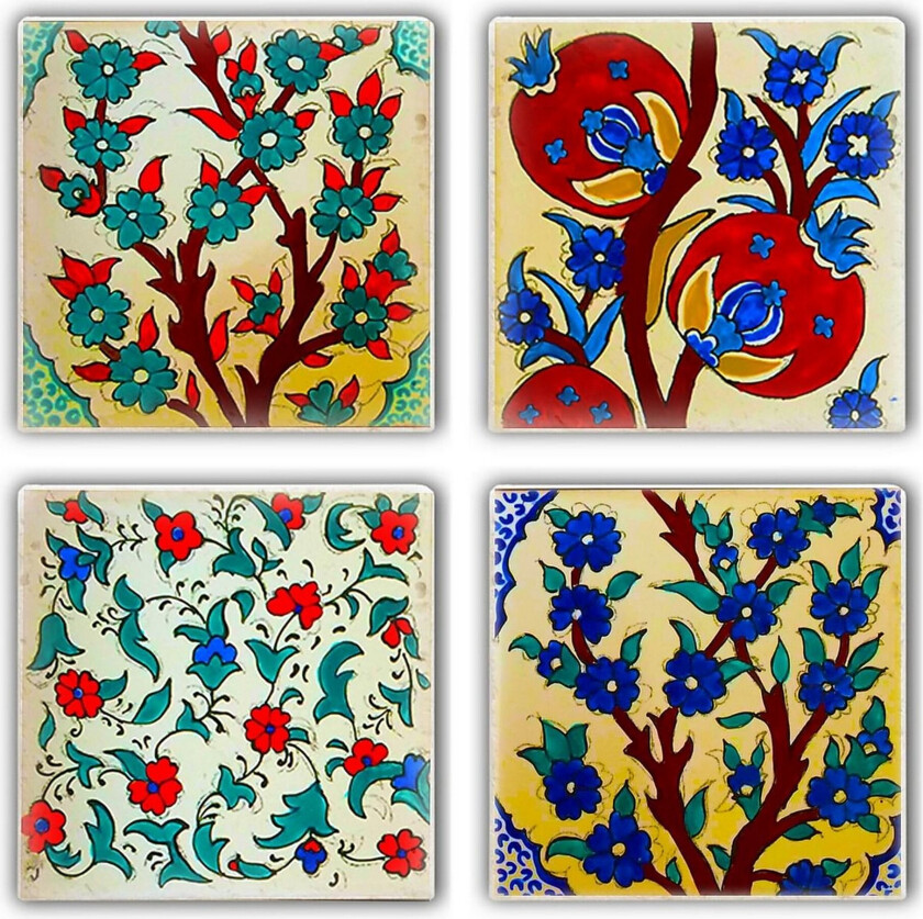 Glassunderlag 4-pk - Flerfarget