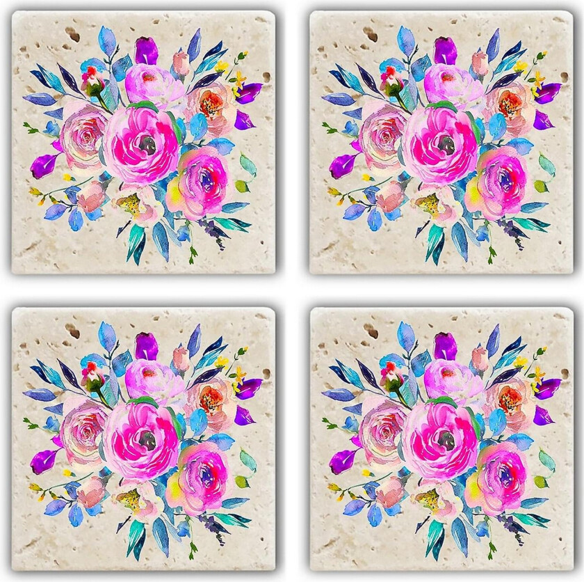 Glassunderlag 4-pk - Flerfarget