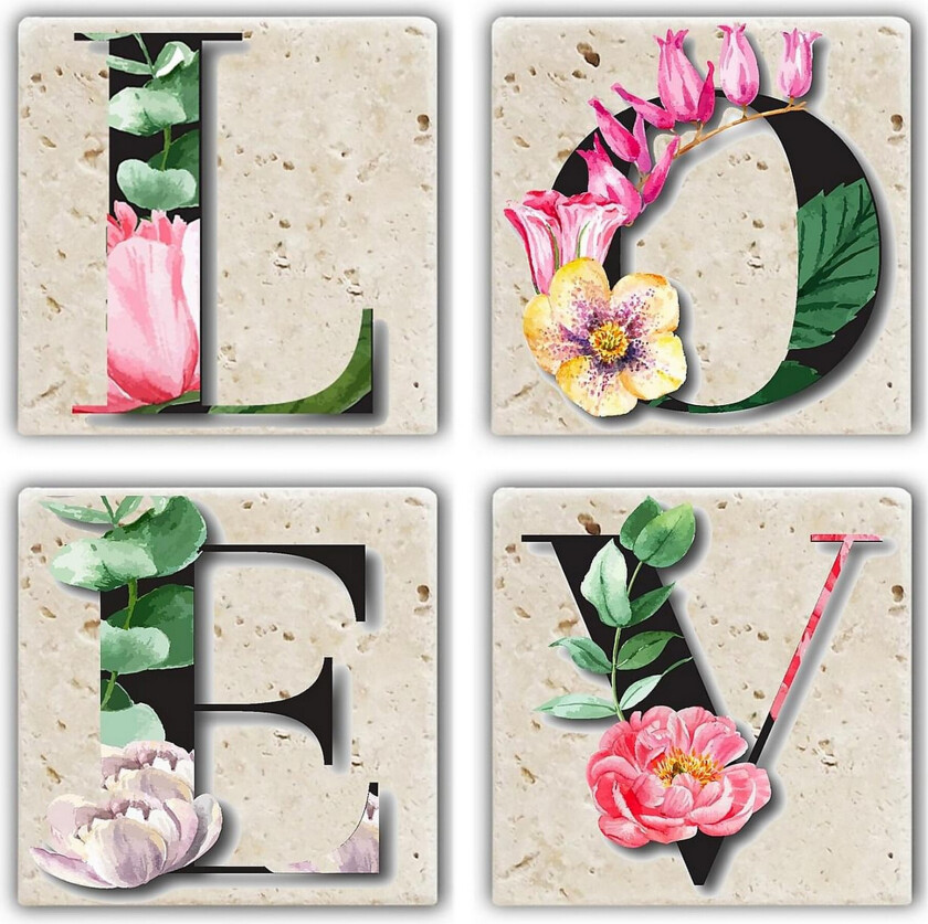 Glassunderlag 4-pk - Flerfarget