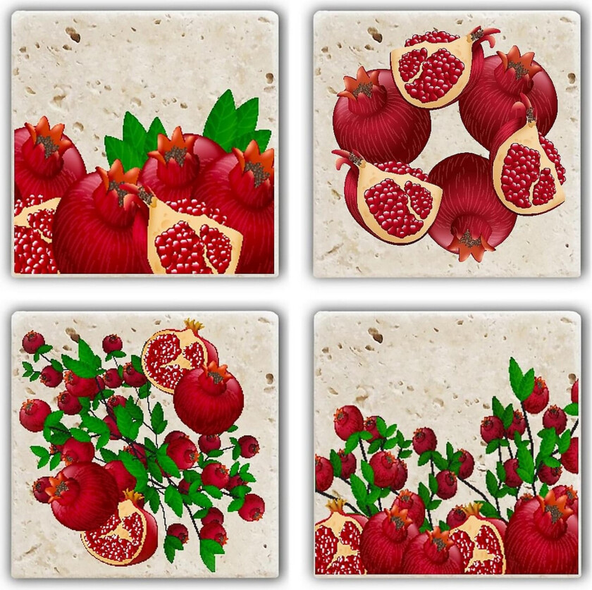 Glassunderlag 4-pk - Flerfarget