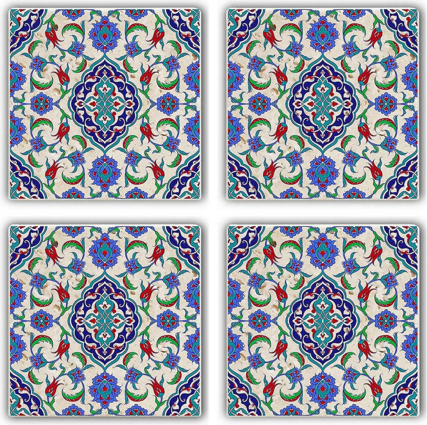 Glassunderlag 4-pk - Flerfarget