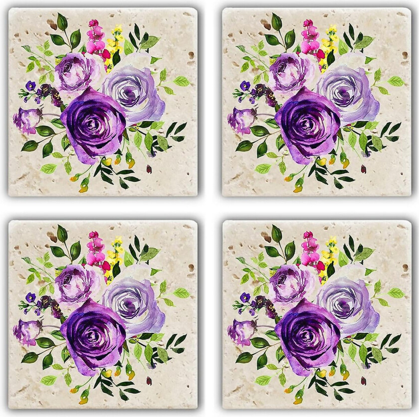 Glassunderlag 4-pk - Flerfarget