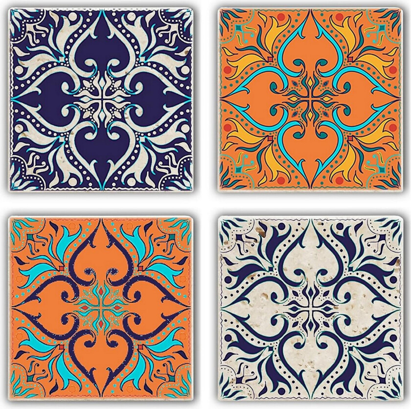 Glassunderlag 4-pk - Flerfarget