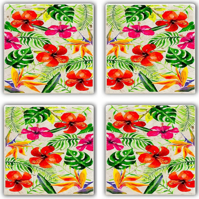 Glassunderlag 4-pk - Flerfarget