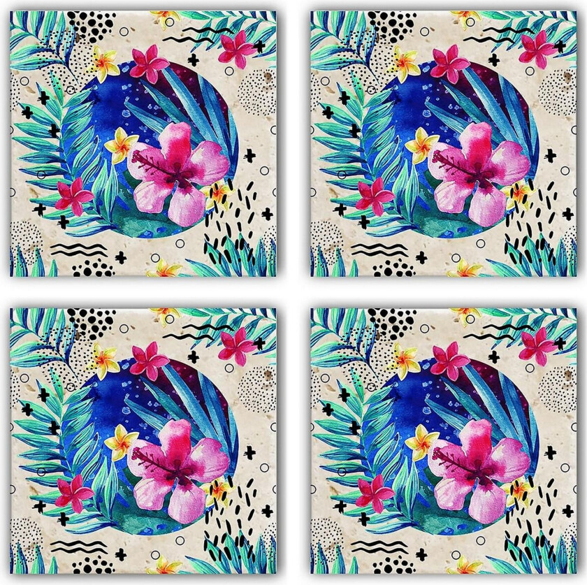 Glassunderlag 4-pk - Flerfarget