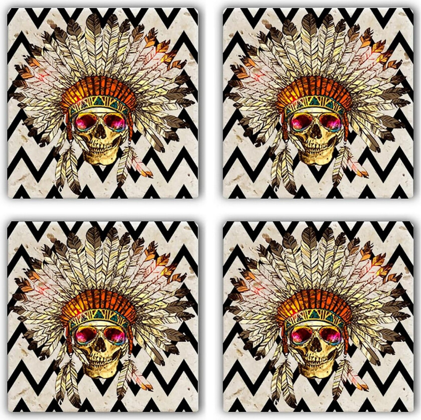 Glassunderlag 4-pk - Flerfarget