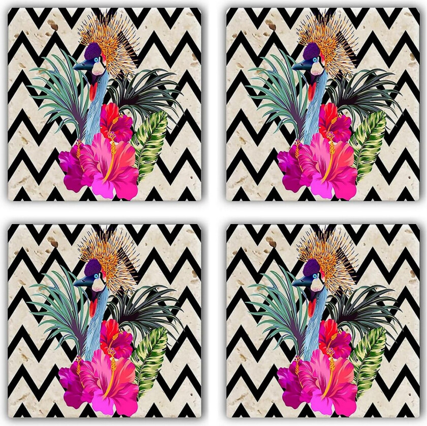 Glassunderlag 4-pk - Flerfarget