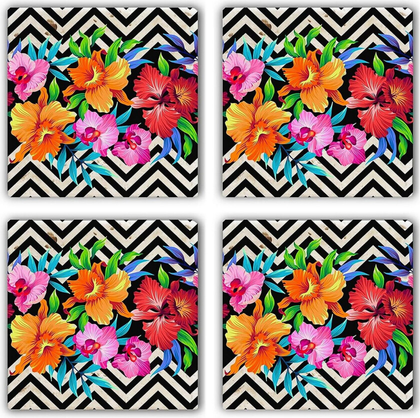 Glassunderlag 4-pk - Flerfarget