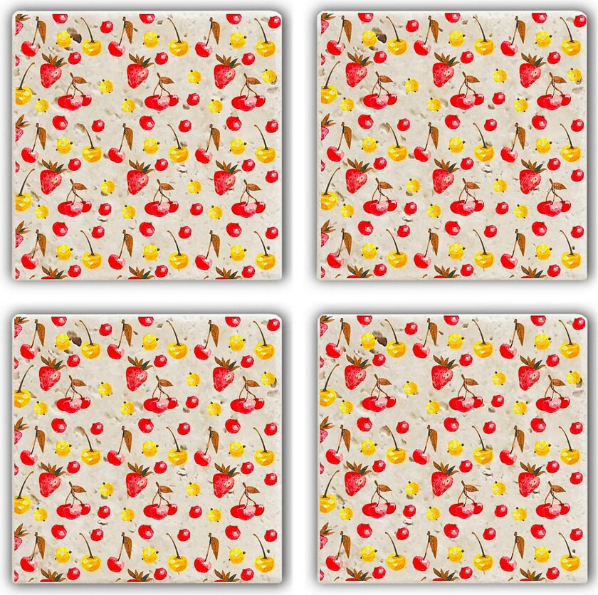 Glassunderlag 4-pk - Flerfarget