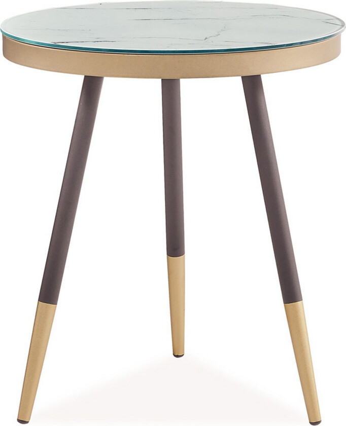 Vagaia Sidebord 45 cm Rundt - Glass/Hvit/Svart