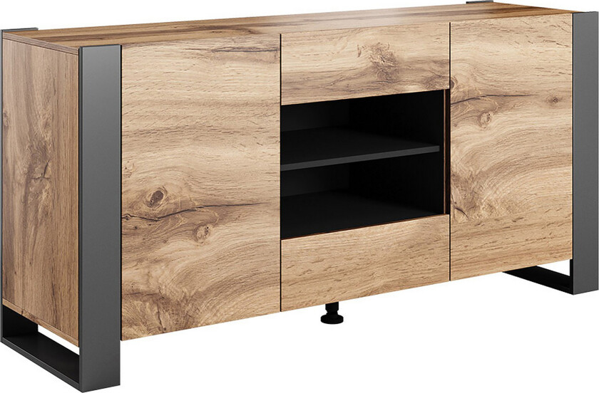 Oberting Kommode 164x44 cm - Grå / Tre / Natur