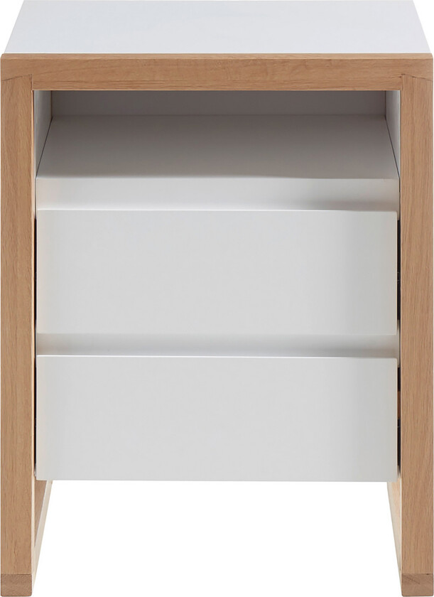 Nuzman Nattbord 48 cm - Hvit / Eik