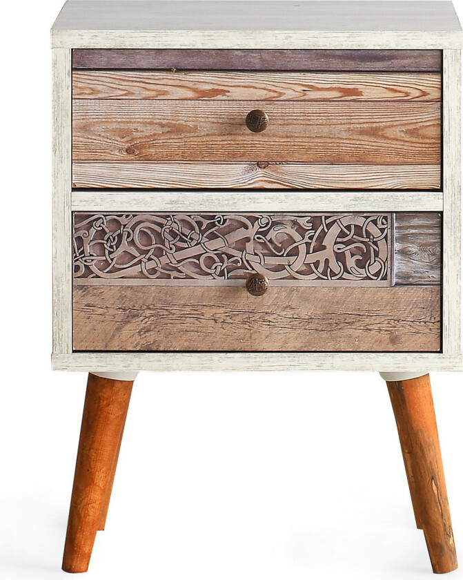 Jiovanna Nattbord 40 cm - Hvit / Valnøtt