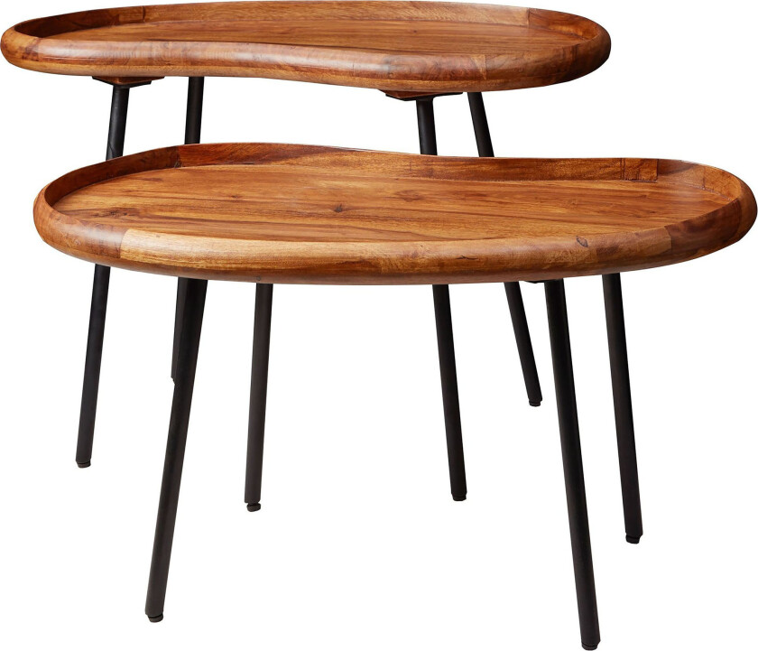 Mondry Sofabord 79 cm Njurformat - Massivt Tre/Svart