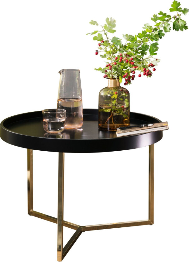 Dhir Sofabord 59 cm Rundt - Svart/Gull