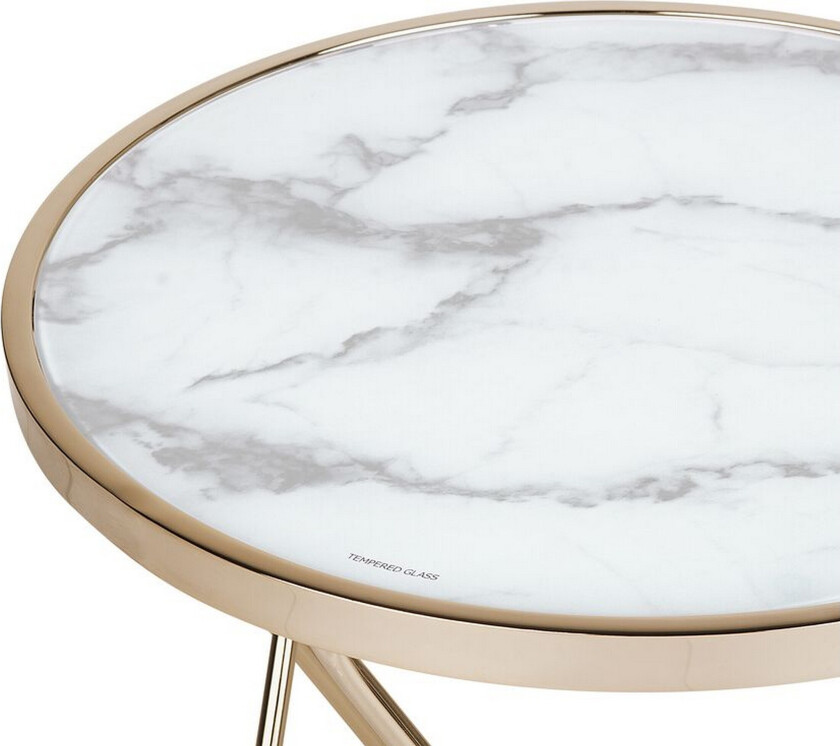 Meerah Sidebord Marmoreffekt - Hvit