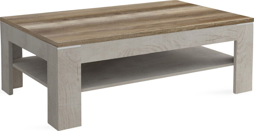 Perkhill Sofabord 120 cm med Oppbevaringshylle - Brun/Grå