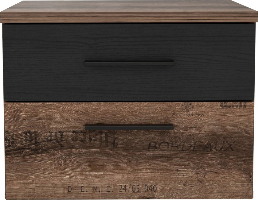 Cannop Nattbord 52 cm med Oppbevaring 2 Skuffer - Brun/Svart