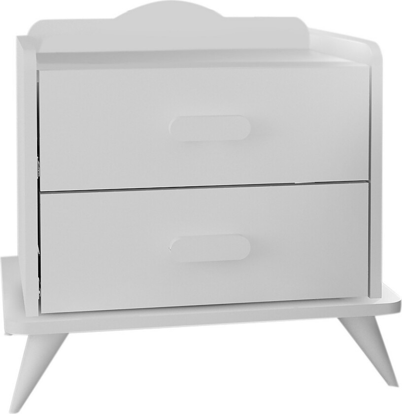 Hejde Nattbord 60 cm med Oppbevaring 2 Skuffer - Hvit