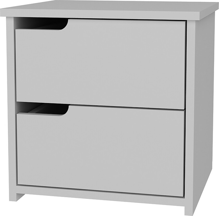 Hejde Nattbord 40 cm med Oppbevaring 2 Skuffer - Hvit