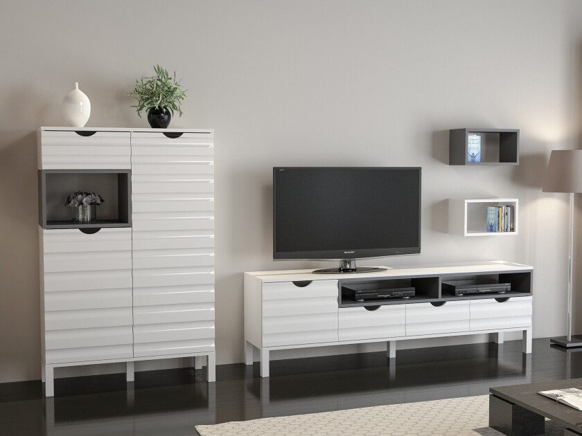 Hejde TV-Benk 180 cm - Hvit/Grå